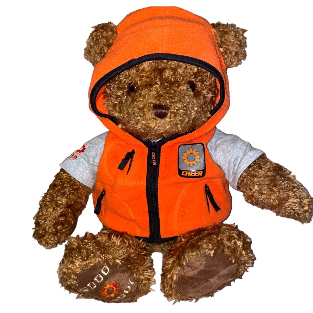 2000 Gund Wish Bear Cheer Limited Edition 25" Orange Fleece Hoodie Vest plush
